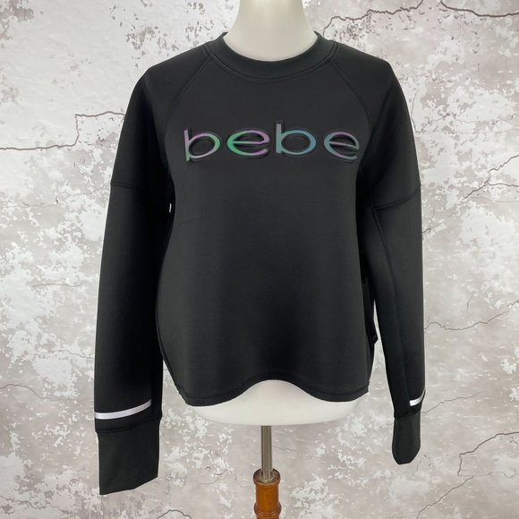 Bebe Long Sleeve Logo Crewneck  Sweatshirt XL NWT - Picture 2 of 9